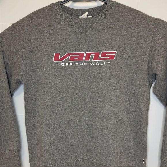 Vans Off The Wall Sweatshirt S Gray Crewneck Vintage 90s Skate Pullover Logo - Picture 1 of 8